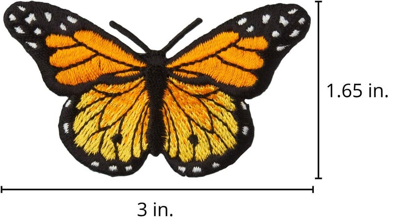 PatchClub Monarch Butterfly Patch Applique, 3 x 1.75 inches - Iron On/Sew On Fully Embroidered - Image 2